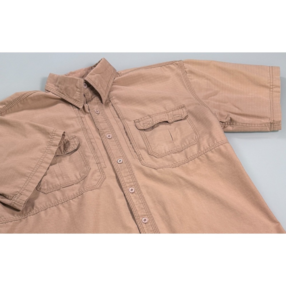 5.11 Tactical Mens XL khaki Tan Cotton Canvas Short Sleeve Utility Work Shirt